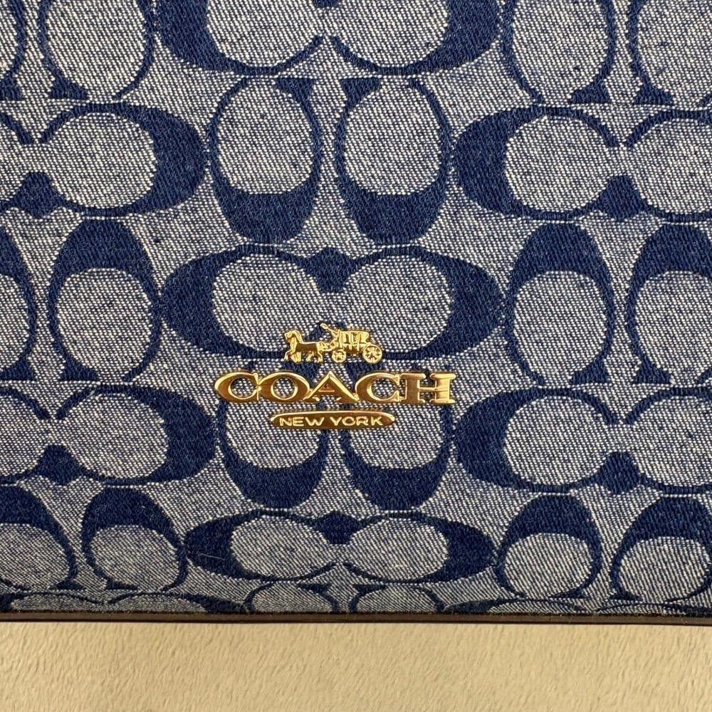 Coach Bag Blue Signature Denim Jacquard Shoulder Luxury CY702 - Picture 3 of 10